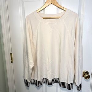 Lou and Grey Black and White/Cream Striped Sweater Sweatshirt Size Large